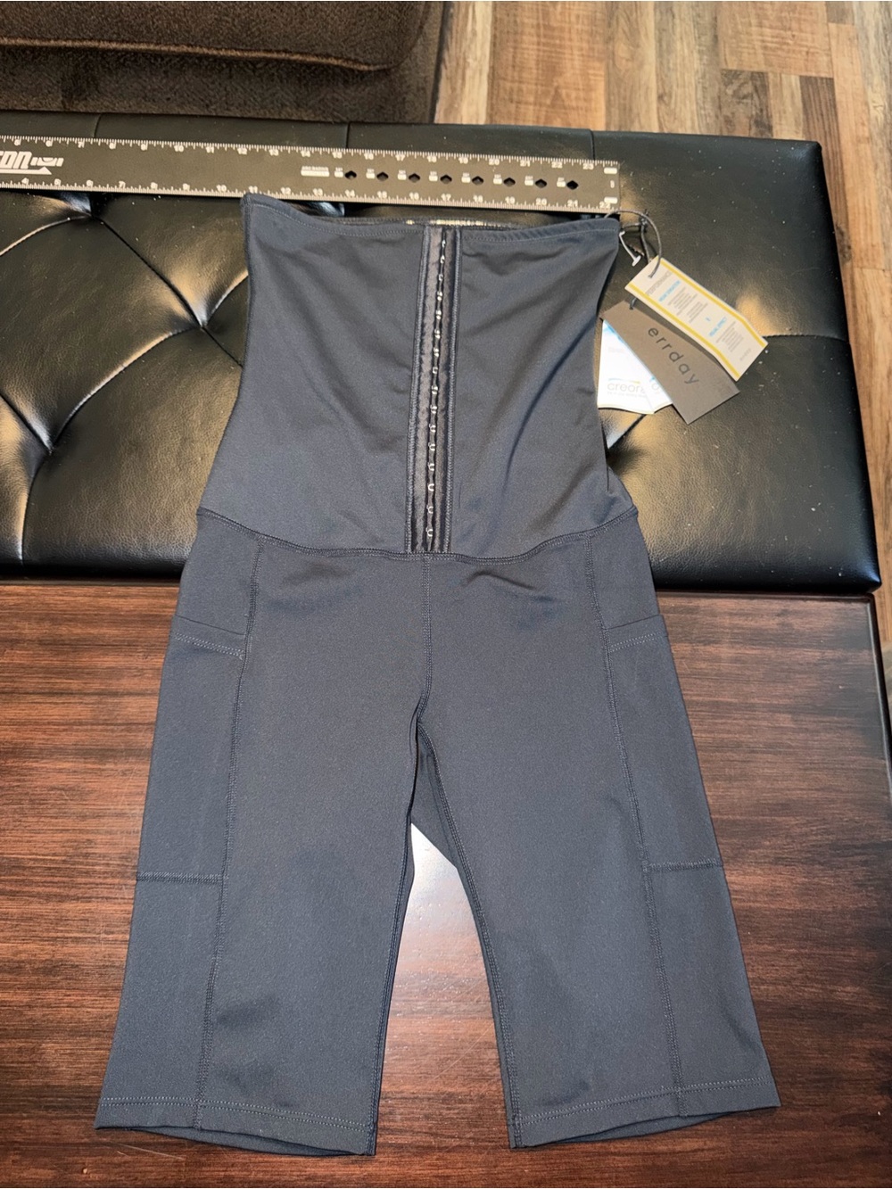 High-Waist Black Shaping Mid-Thigh Bodysuit Shorts by